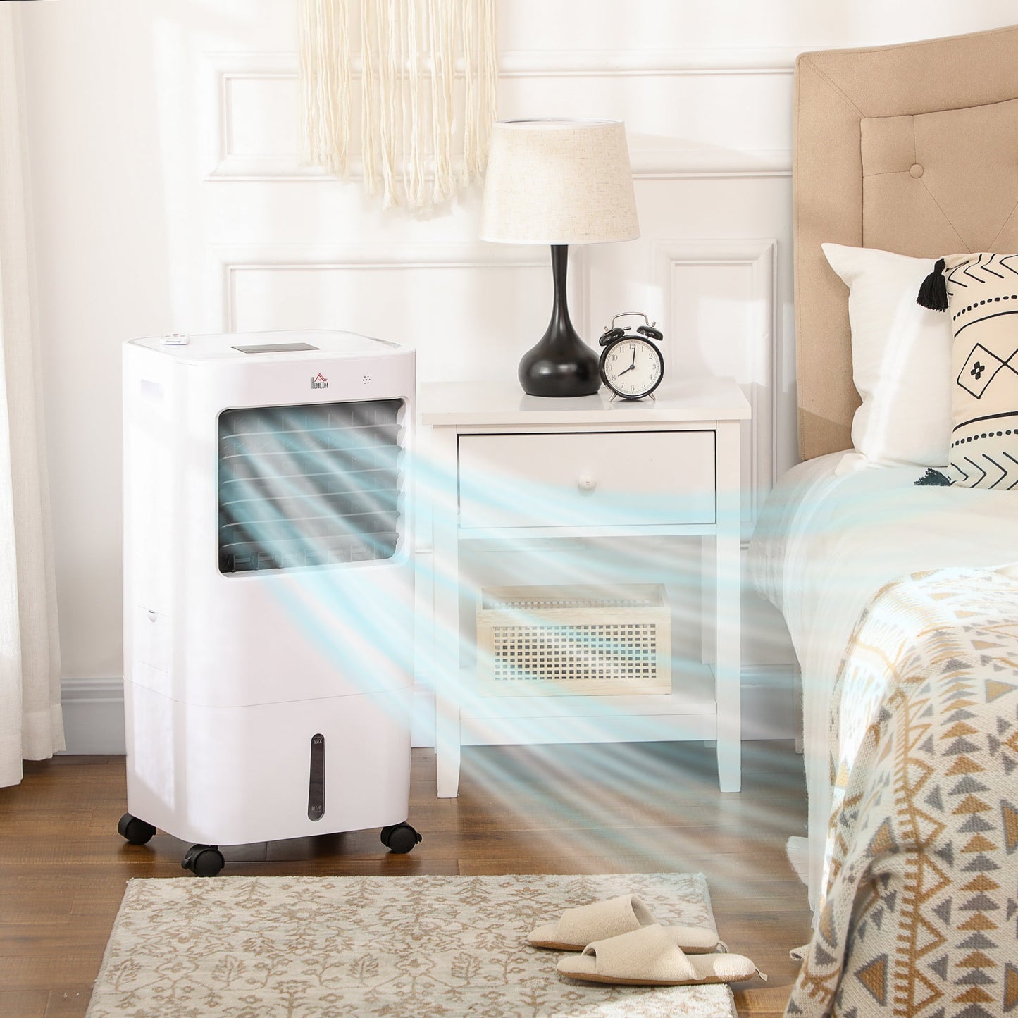 Air Cooler, Mobile Cooling Fan Humidifier Air Conditioner with 15L Water Tank, Oscillation, Remote, Timer, 32x37x74cm-1
