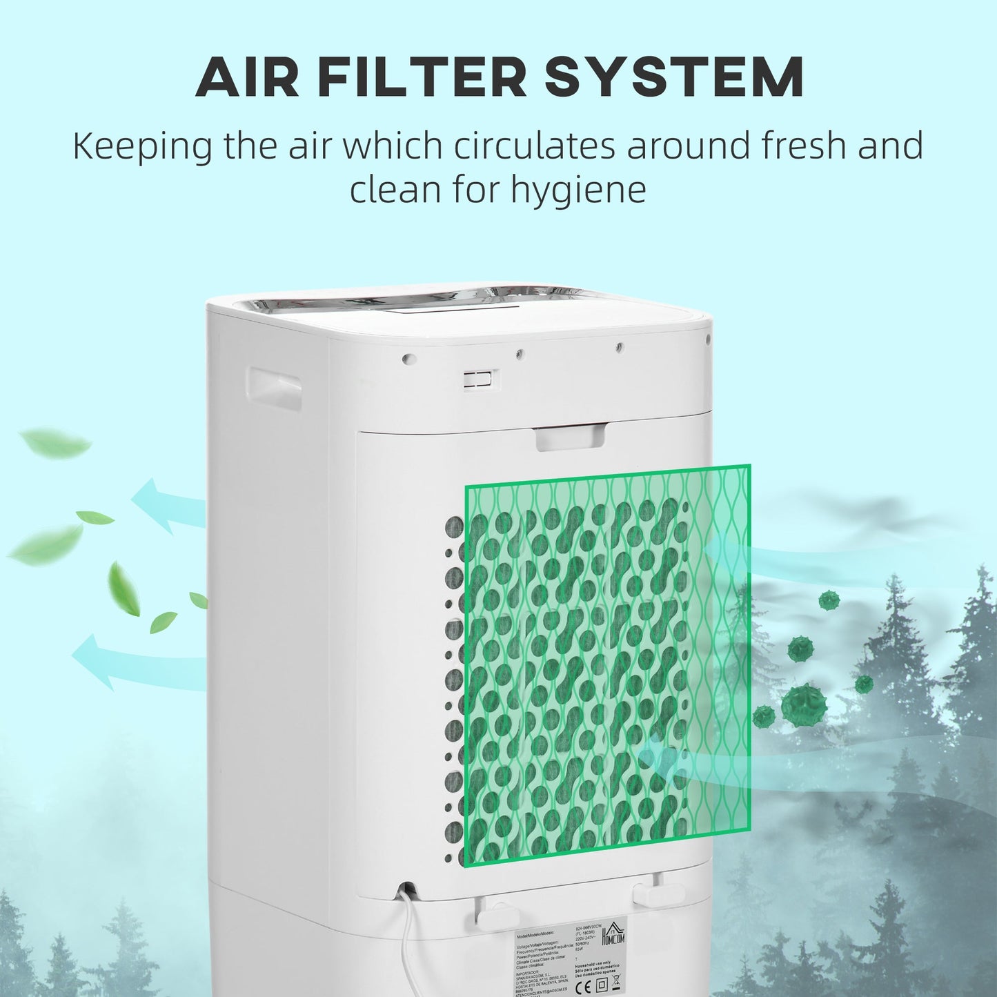 Air Cooler, Mobile Cooling Fan Humidifier Air Conditioner with 15L Water Tank, Oscillation, Remote, Timer, 32x37x74cm-3