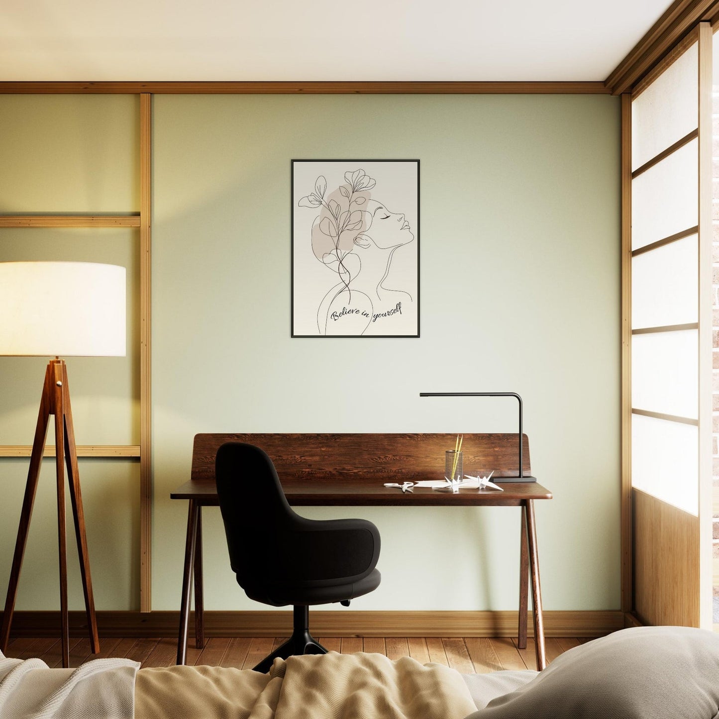 Believe in Yourself framed poster in interior setting