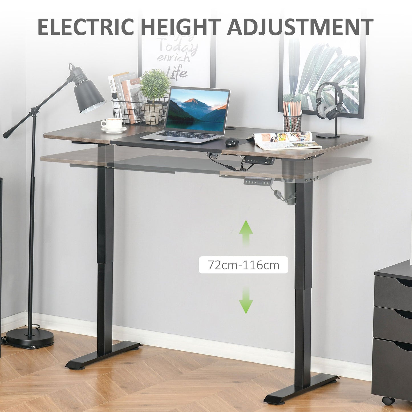 Height Adjustable Electric Standing Desk with 4 Automatic Memory Preset 140cm x 70cm Tabletop Stand Up Desk for Home Office-3